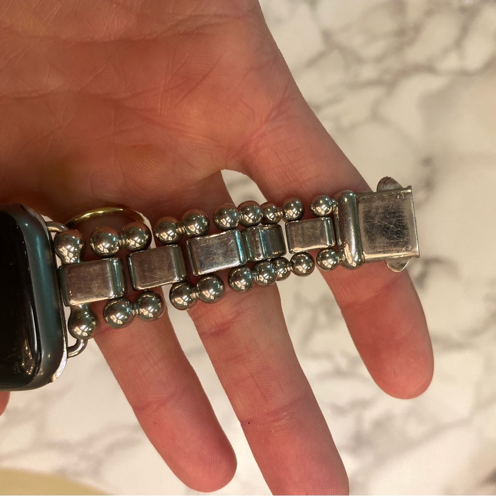 Silver Beaded Watch Band